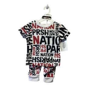 Parish Nation Boys Short Sleeve Tee Shirt & Pants PN Logo Print 24 Months
